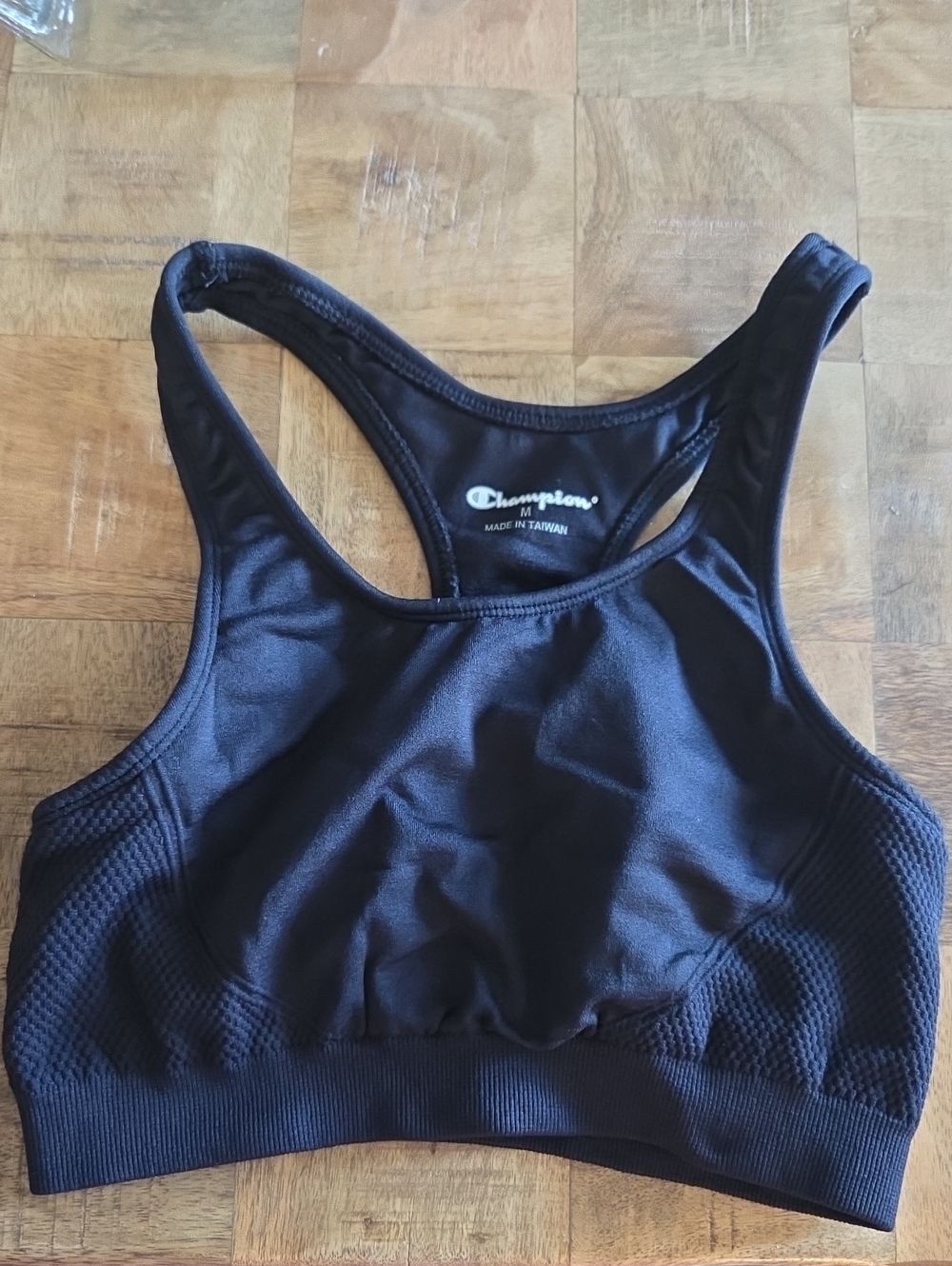 Champion Black Racerback Sports Bra with Mesh Side Panels